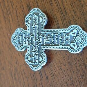 Cross prayer Magnet CAMCO Fridge Home Silver Tone Faith Love Encourage Unisex